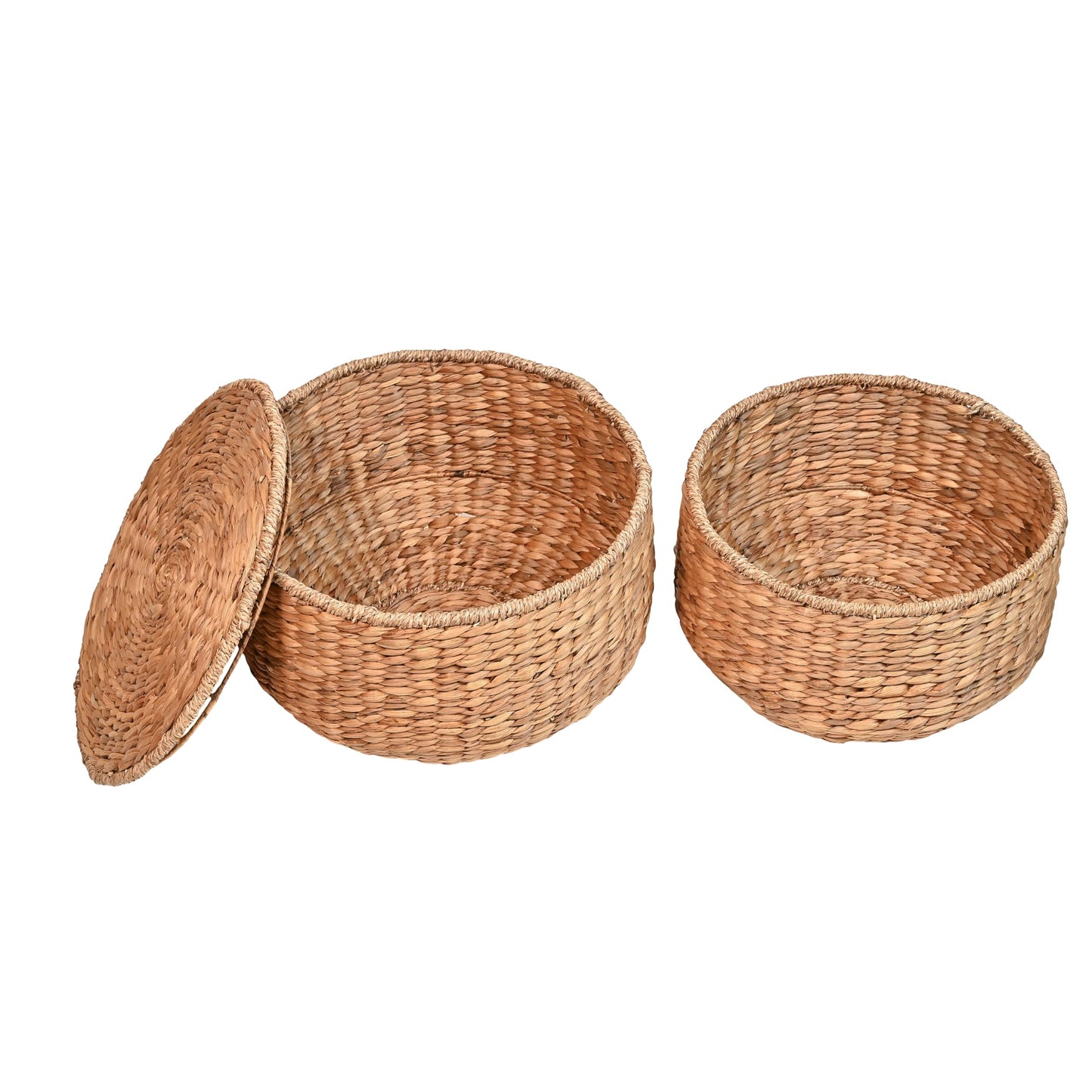 happimess SAT1000A Bhola 18" Hourglass Handwoven Hyacinth Storage Accent Table with Lid for Storage and Decoration in Bedroom, Living Room, Kitchen, Dining Room, Entryway, Guestroom, Natural