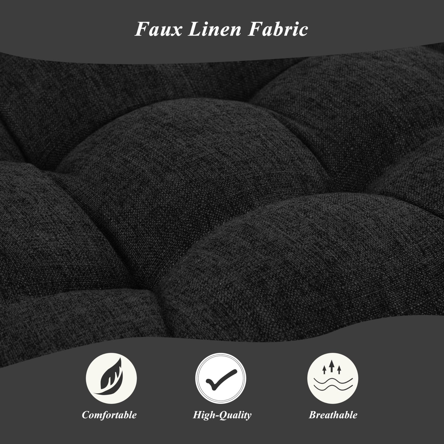 FlyGulls Bench Cushion for Indoor Furniture 48x19 inch Rectangle Bench Seat Cushion for Bay Window Entryway Bench Thick Textured Chair Cushion with Non-Slip Backing 1 Pack, Black