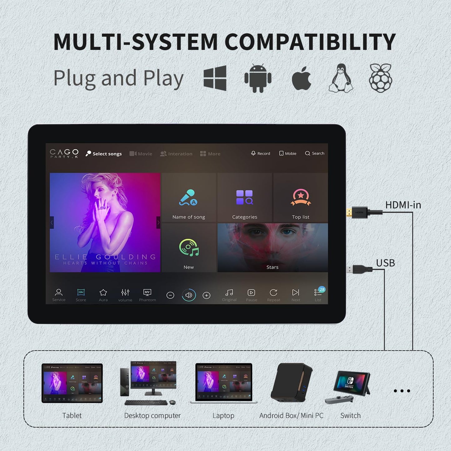 TouchWo 18.5 inch Capacitive Multi-Touch Screen Industrial Monitor, 16:9 Display 1920 x 1080P, Built-in Speakers, VGA, DVI & HD-MI Monitor for PC, POS, Small Business, Restaurant