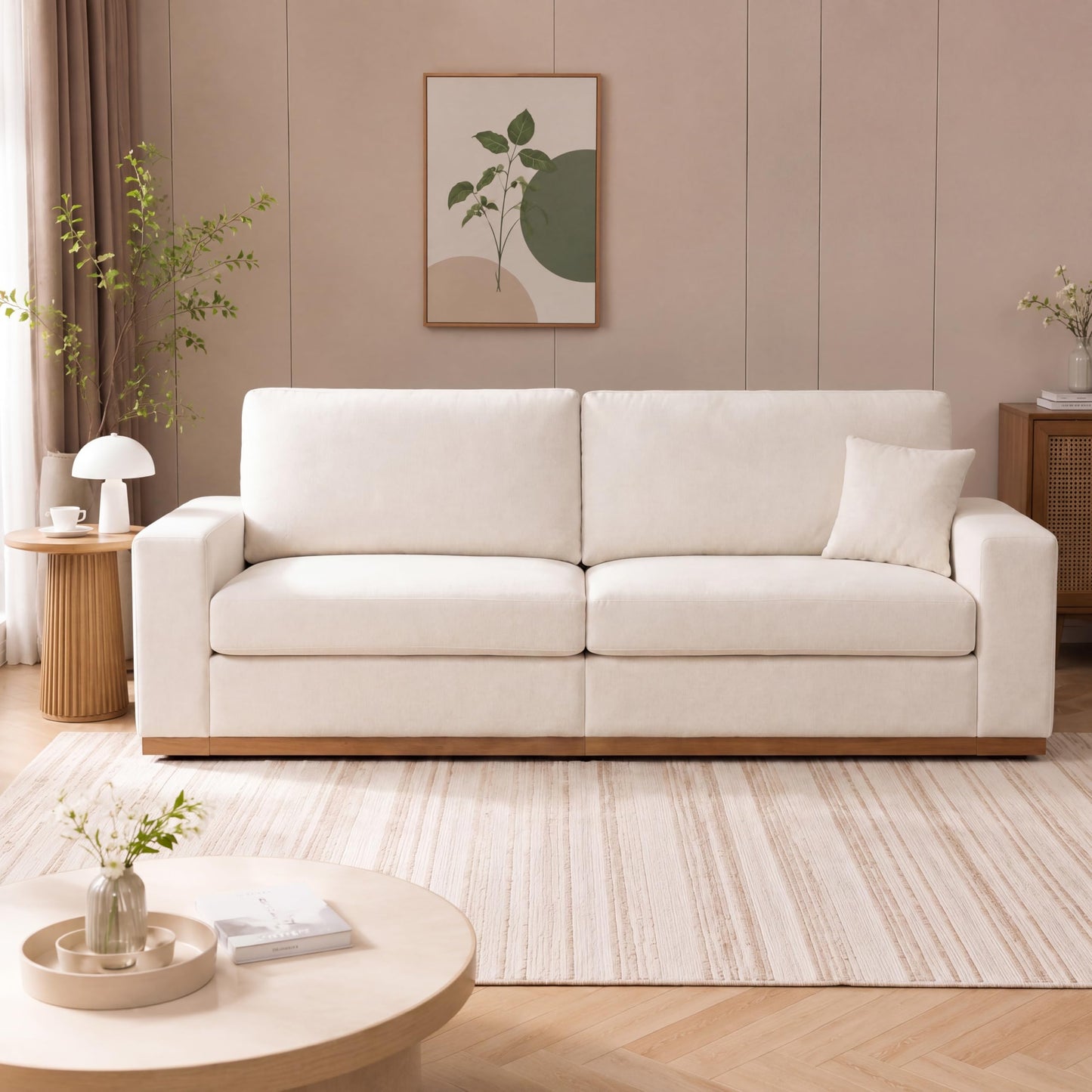 WEUP 86" Modern Loveseat Sofa for Living Room,2 Seater Deep Seat Modular Sofa Couch,Chenille Fabric,Solid Wood Frame,Spring Cushions, Removable Covers,Easy Assembly for Small Spaces,Beige