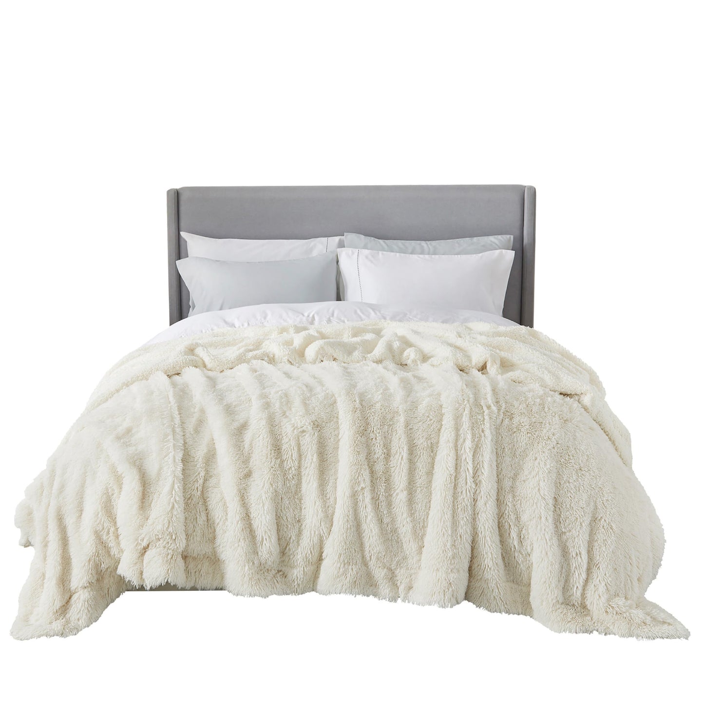 Bedsure GentleSoft Fluffy Cream Blankets Queen Size for Bed, Thick Sherpa Faux Fur Fleece Fuzzy Plush Winter Warm Heavy Soft Full Queen Blankets, Bedroom Decor Cream Gifts Cozy Gifts for Women, 90x90
