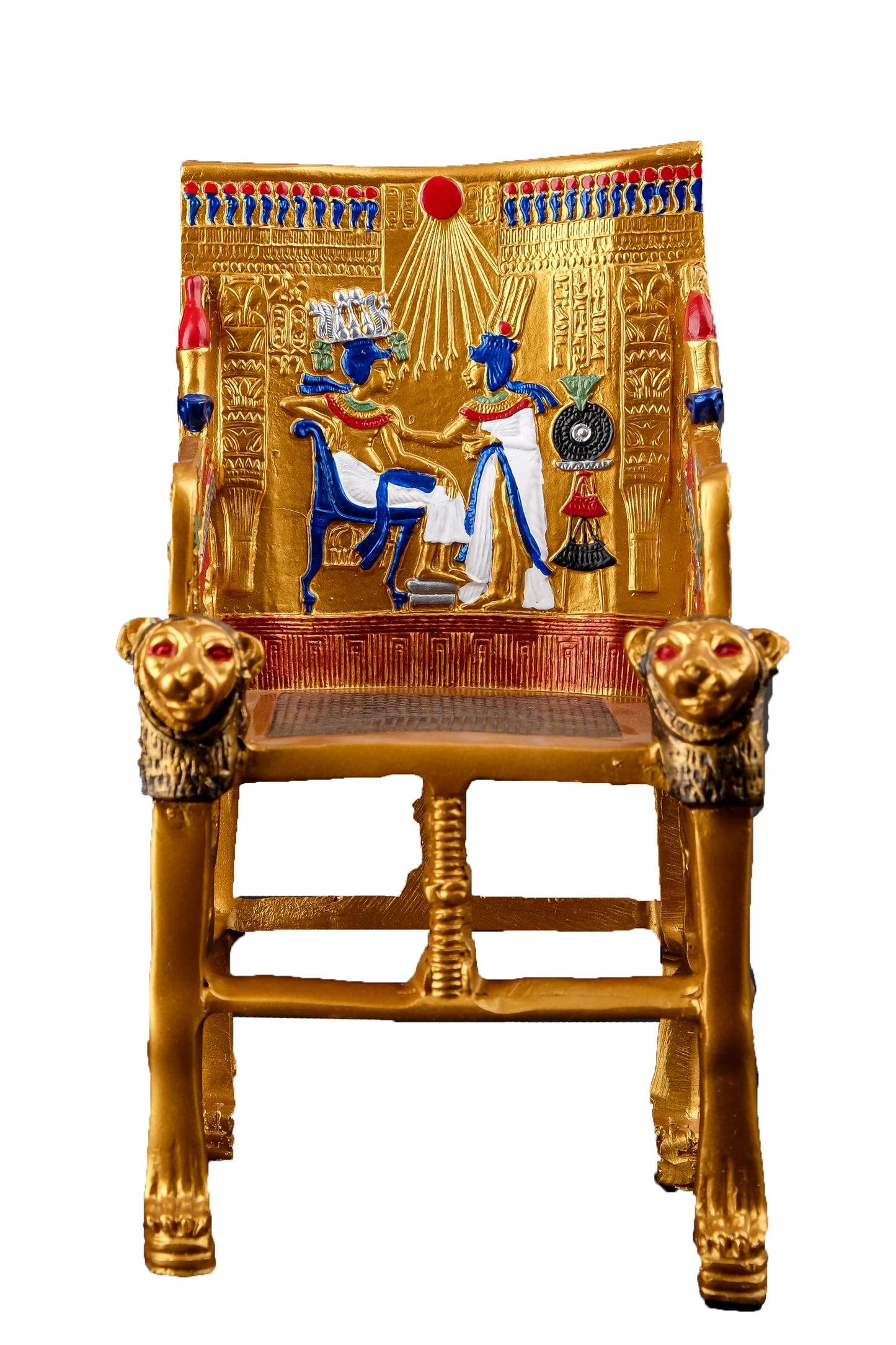 Gorgeous King Tutankhamun Throne - Handmade from Egyptian Stone with The Gold Painting - Replica - Small Size- Made in Egypt