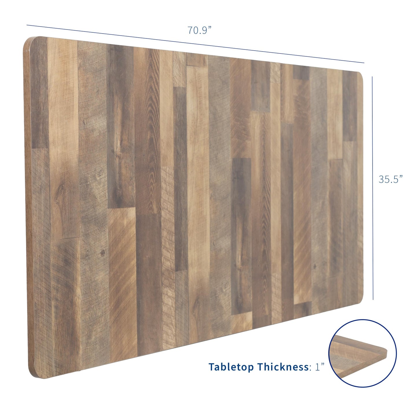 VIVO Universal 71 x 36 inch Table Top for Standard and Sit to Stand Height Adjustable Home and Office Desk Frames, Reclaimed Wood Extra-Wide Desktop, DESK-TOP72-36P