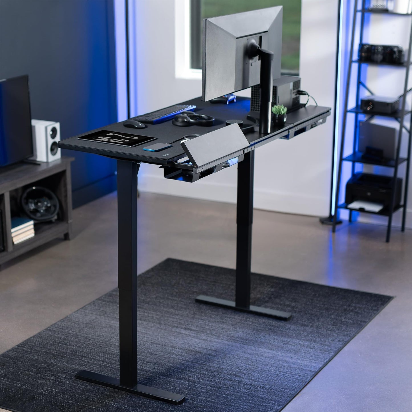 VIVO Universal 60 x 30 inch Table Top with Built-in Concealed Cable Trays for Standard and Sit to Stand Height Adjustable Home and Office Desk Frames, Full Size Mouse Pad, Black Desktop, Desk-TOP3
