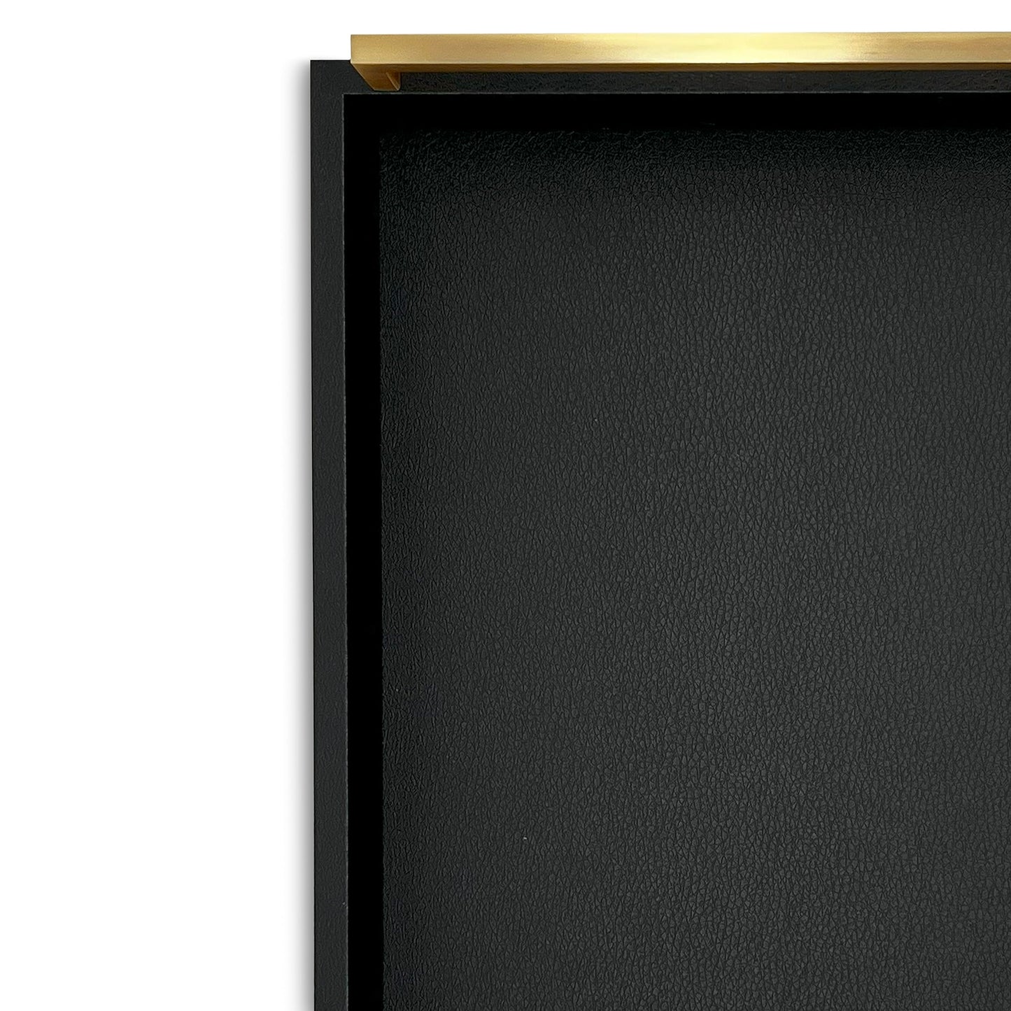 Montecito Home Decorative Coffee Table Tray - Shagreen Faux Leather - Ottoman Tray - Breakfast, Drinks, Liquor Serving Tray - Farmhouse to Modern - Brushed Champagne Gold Handles (Pitch Black)