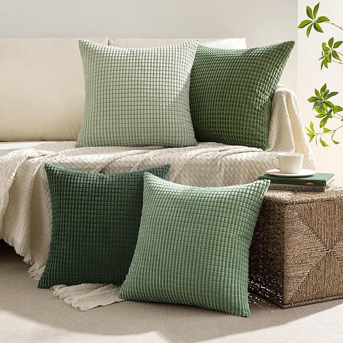 MIULEE Sage Green Pillow Covers 22x22 Inch Set of 4 Spring Boho Farmhouse Home