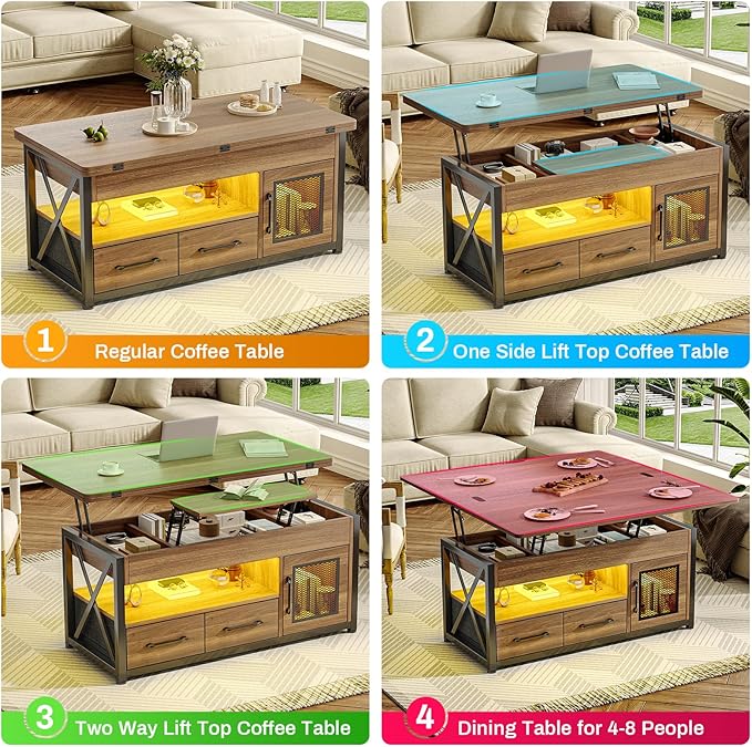 Itaar 40" Lift Top Coffee Table, 4 in 1 Coffee Tables