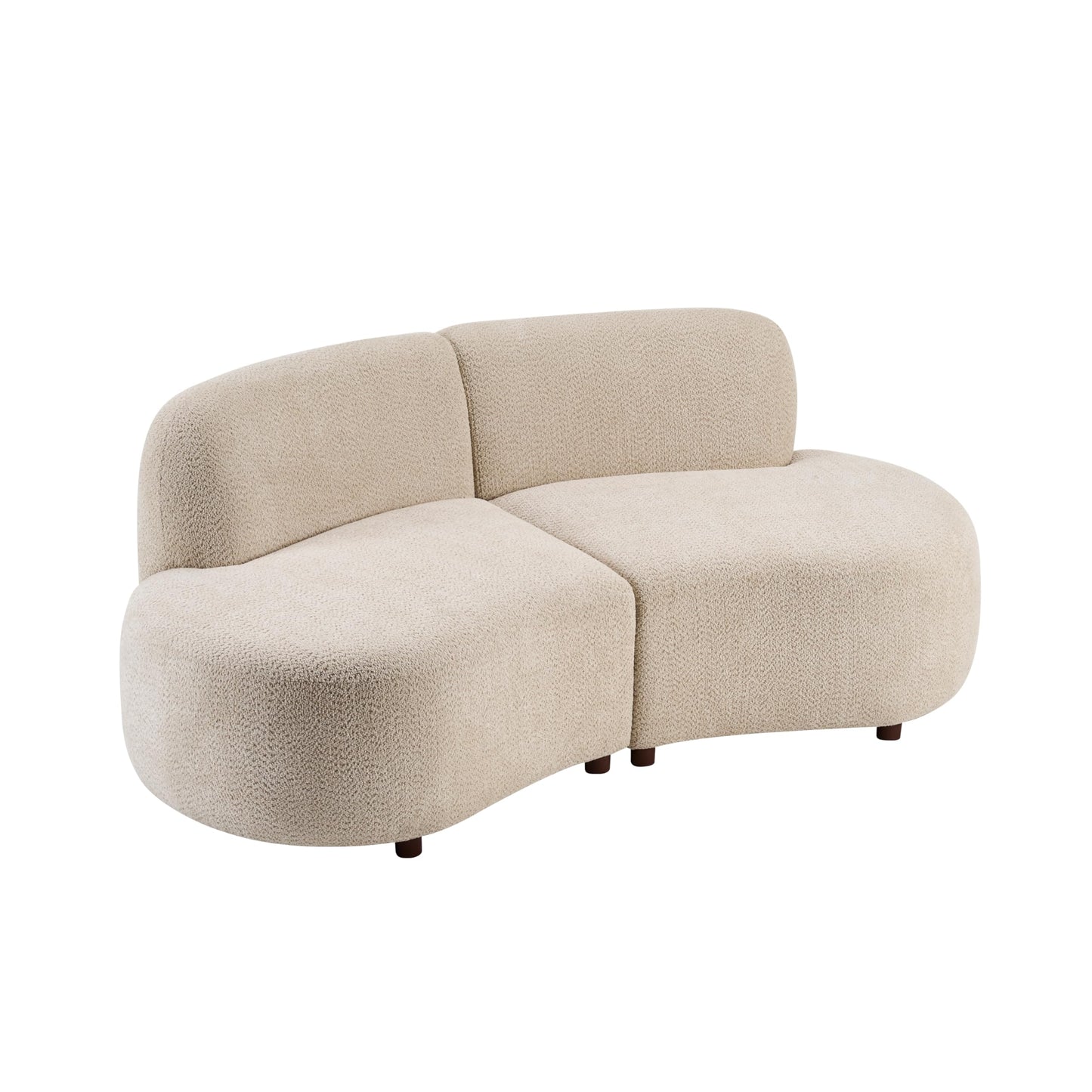 Christopher Knight Home Karia 73" Boucle Upholstered Sectional Sofa, Armless 2-Seater Home Sofa Living Room, Sturdy Wooden Frame Loveseat with Curved Design, Cloud Couch with Deep Seat, Beige