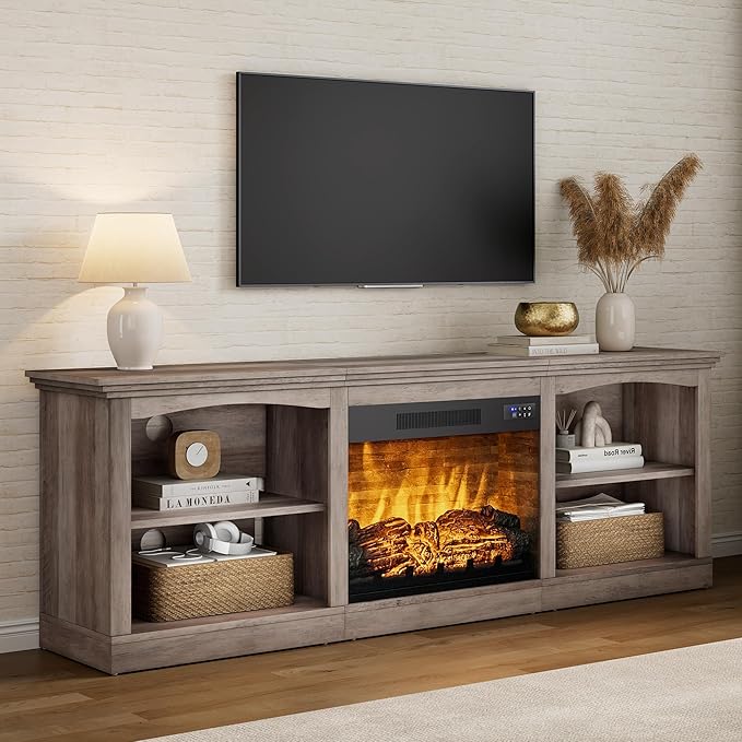 AMERLIFE 70" Farmhouse Fireplace TV Stand
