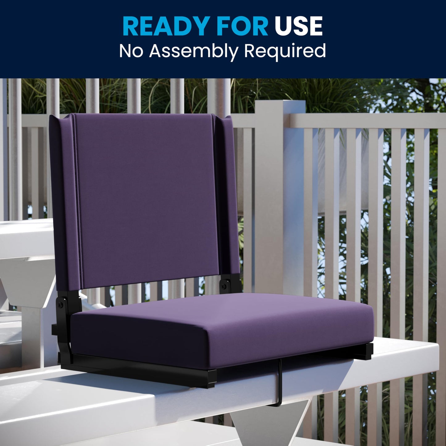 Flash Furniture Grandstand Portable Stadium Seat for Bleachers or Benches, Folding Padded Stadium Chair with Carrying Handle, 500 lb. Weight Capacity, Dark Purple