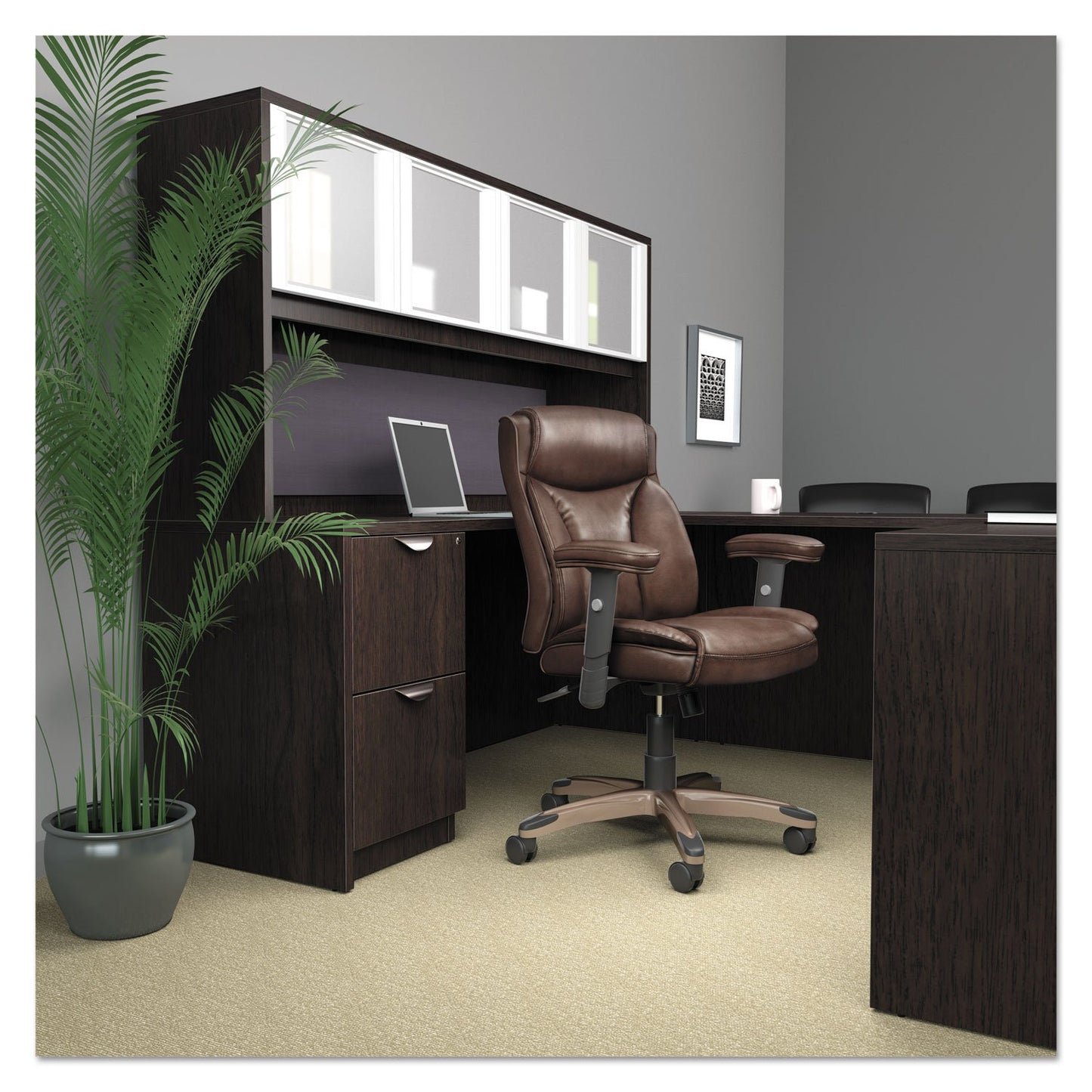 Alera Valencia Series Straight Front Desk Shell, 71" x 35.5" x 29.63", Espresso