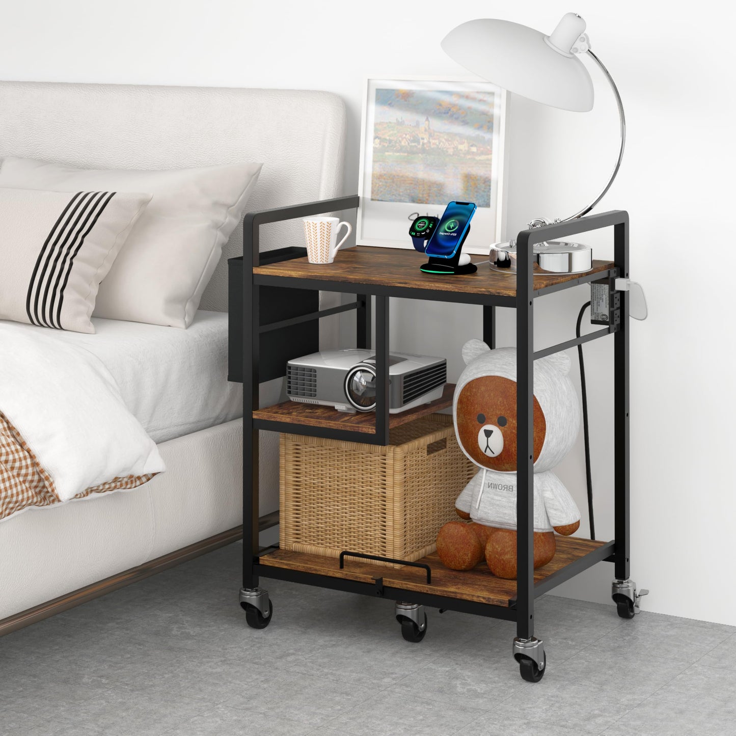 Sedegn Large Printer Stand with Wheels: Lockable Rolling Printer Cart