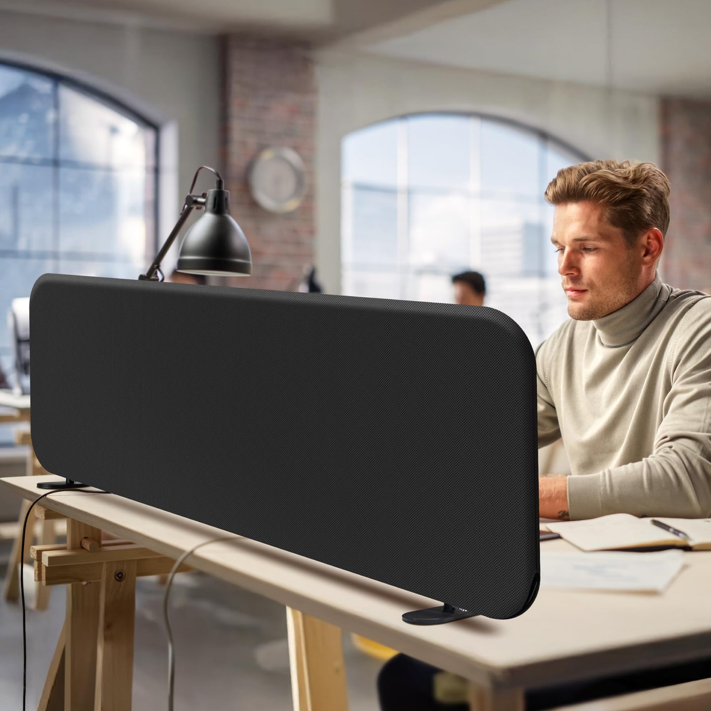 Desk Divider, Movable Desk Panel Privacy Partition for Home Office, Student, Classroom, Study, Free Standing, Scratch Resistance, 48"x18", Midnight