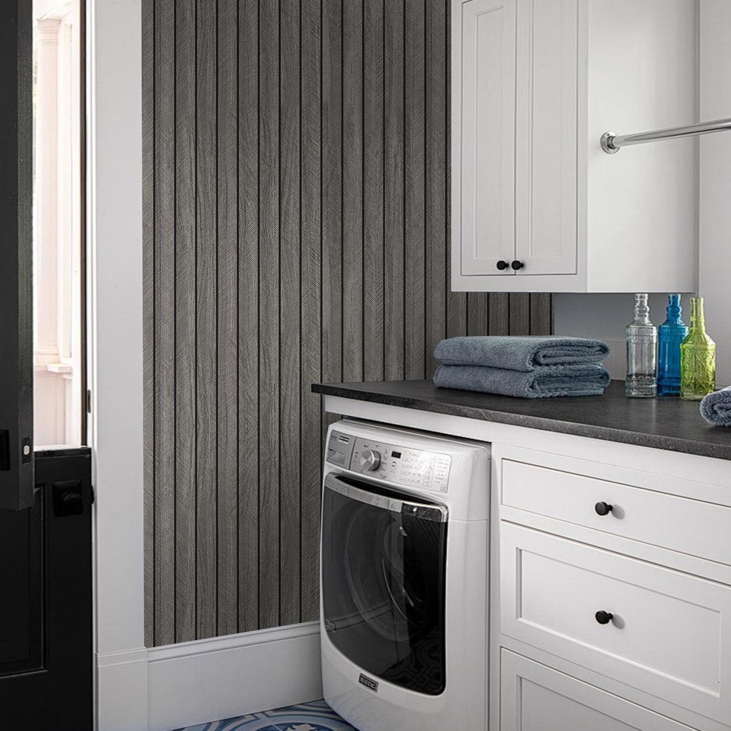 MANONIRIA Peel and Stick Slat Wall Panels 23.62" x 110.24" Self-Adhesive PVC Wood Grain Wallpaper Panel 3D Thick Faux Soundproof Backsplash Accent Wall Tile for Walls Furniture
