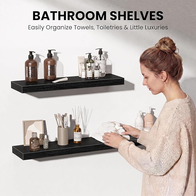 Fun Memories 36 Inch Floating Shelves Wall-Mounted, Rustic Wood Shelf