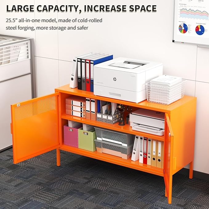 Orange Metal Storage Cabinet