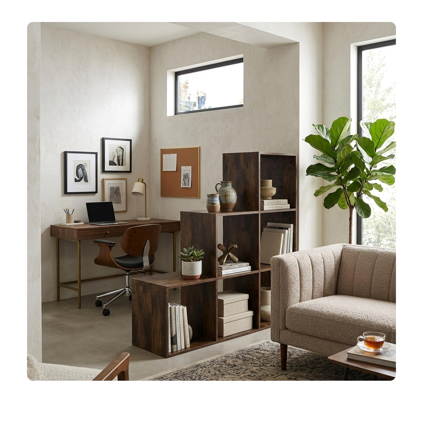 Relaxdays stepped shelf, 6 shelves, HxWxD 97.5 x 97.5 x 29 cm, under-eaves living room bookcase, vintage brown
