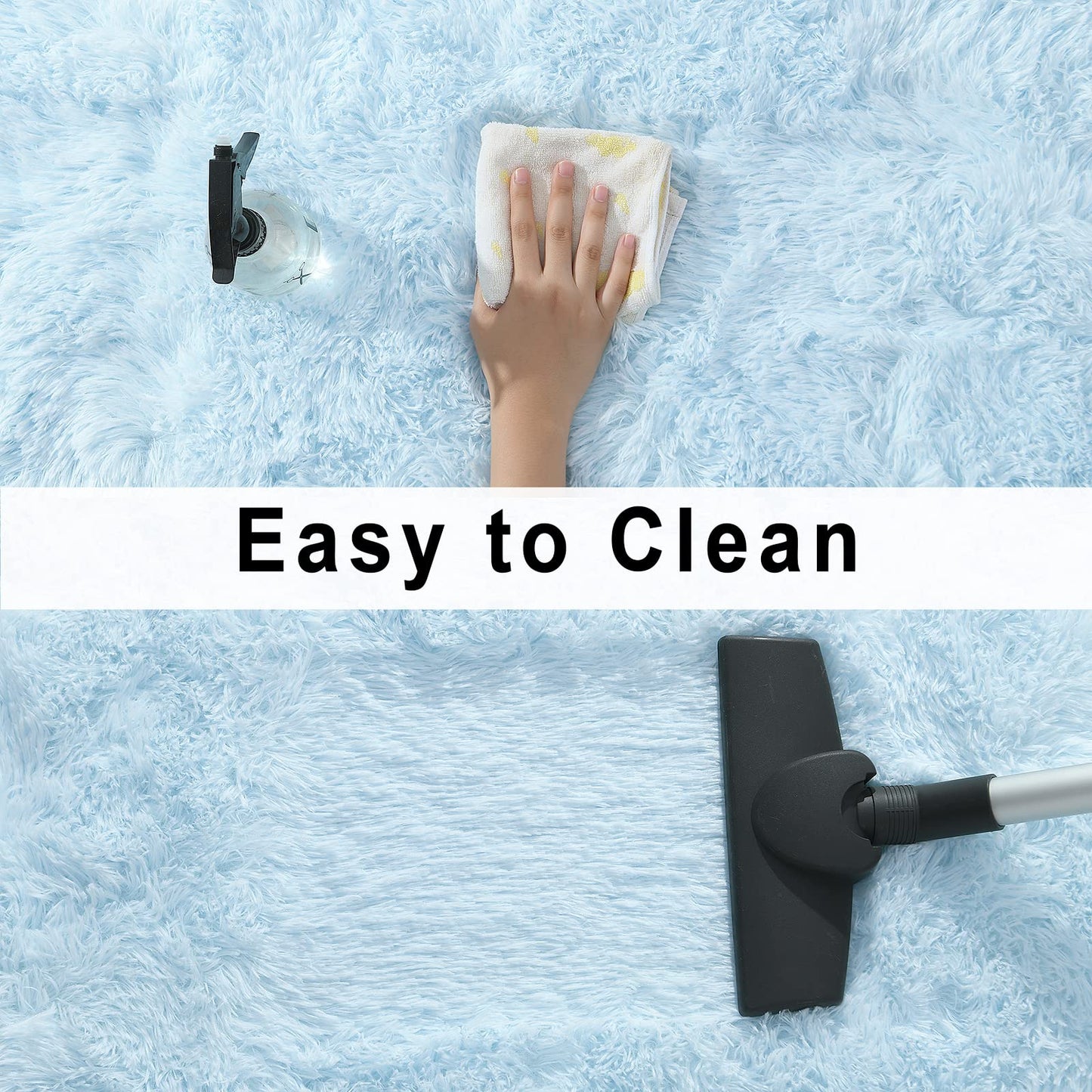 Merelax Soft Modern Indoor Shaggy Area Rug for Bedroom Livingroom Dorm Kids Room Home Decorative, Non-Slip Plush Fluffy Furry Fur Rugs Comfy Nursery Accent Floor Carpet 4x5.9 Feet, Baby Blue
