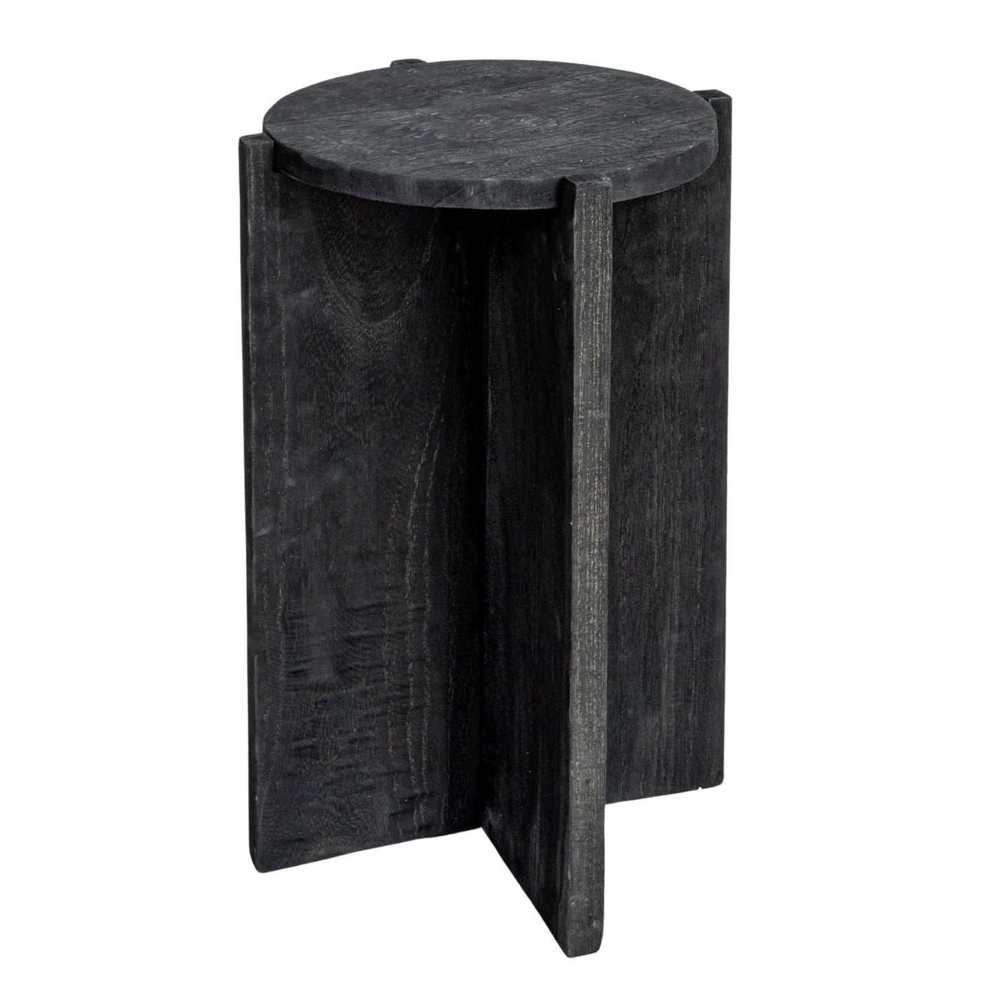 Creative Co-Op Paulownia Wood Round Accent Table, Black