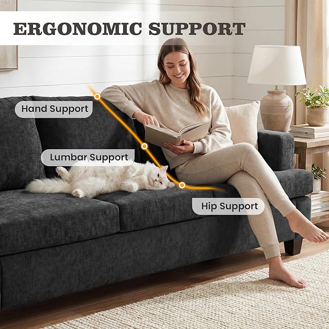 Apicizon 89" 3 Seat Couch for Living Room, Comfy Couch Clound Sofa 3 Seater Sofa