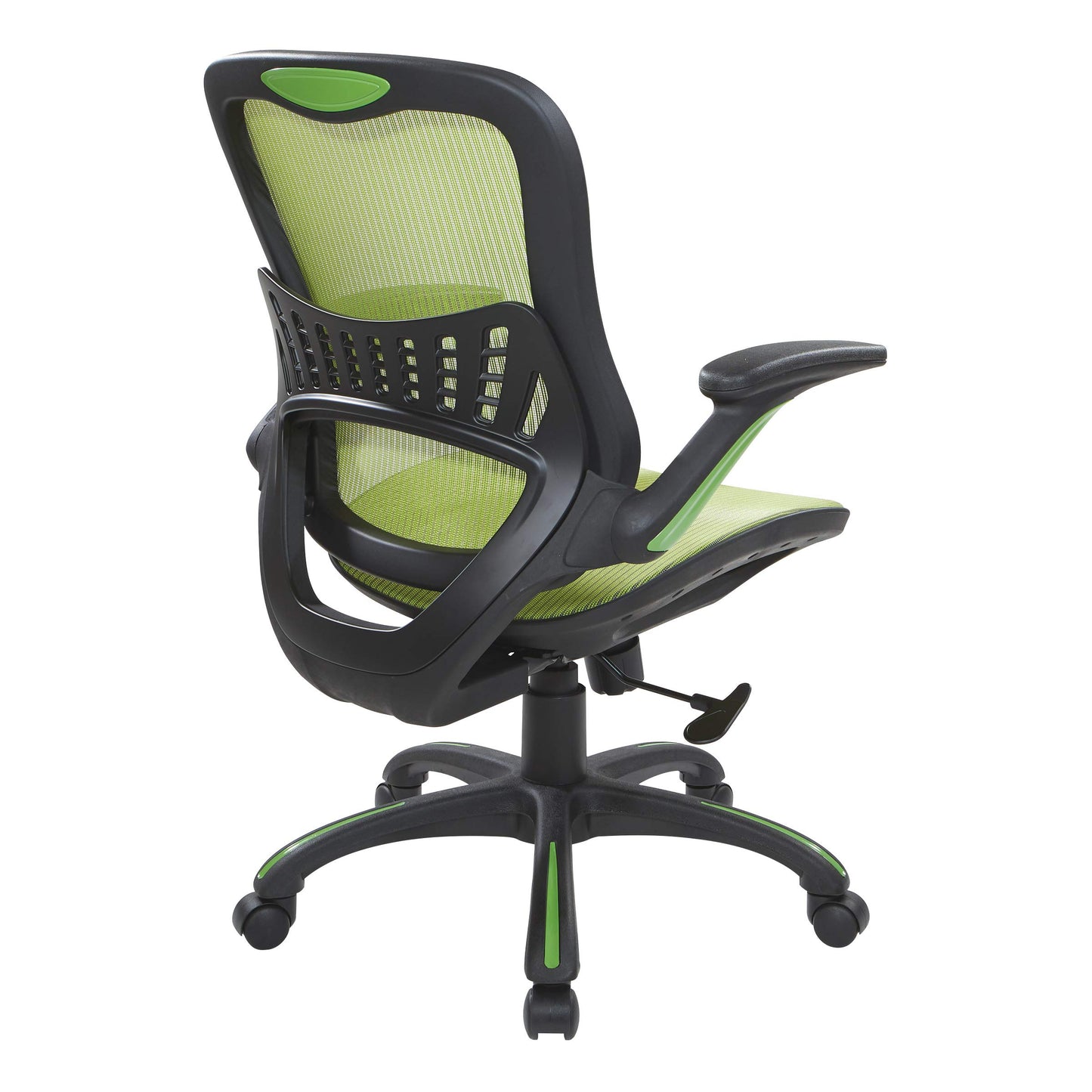 Office Star Riley Ventilated Manager's Office Desk Chair with Breathable Mesh Seat and Back, Black Base with Green