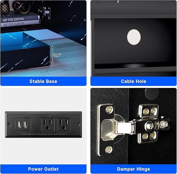 chartustriable 71IN LED TV Stands w/40 inch Fireplace Power Outlet