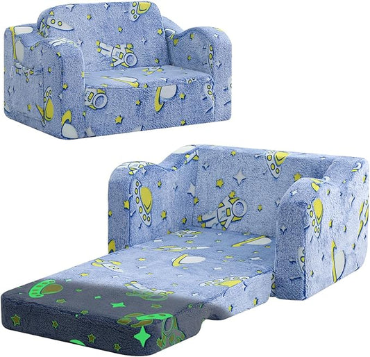 MeMoreCool Glowing Rocket Kids Chair, Glow-in-the-Dark Space Kids Couch