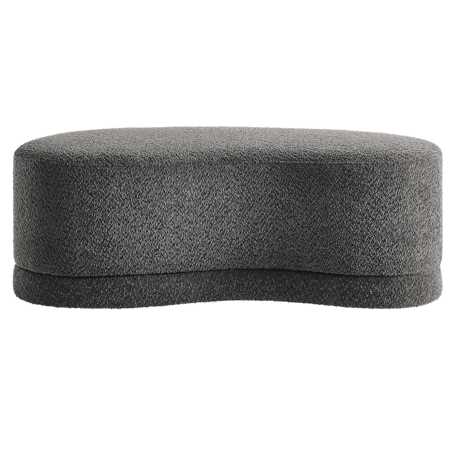 Modway Nimbus 48 Inch Curved Ottoman Bench in Cast Slate - Soft Fabric Chenille Ottoman - Versatile Bedroom Bench - Bouclé Footstool - Upholstered Coffee Table - Bedroom and Living Room Furniture