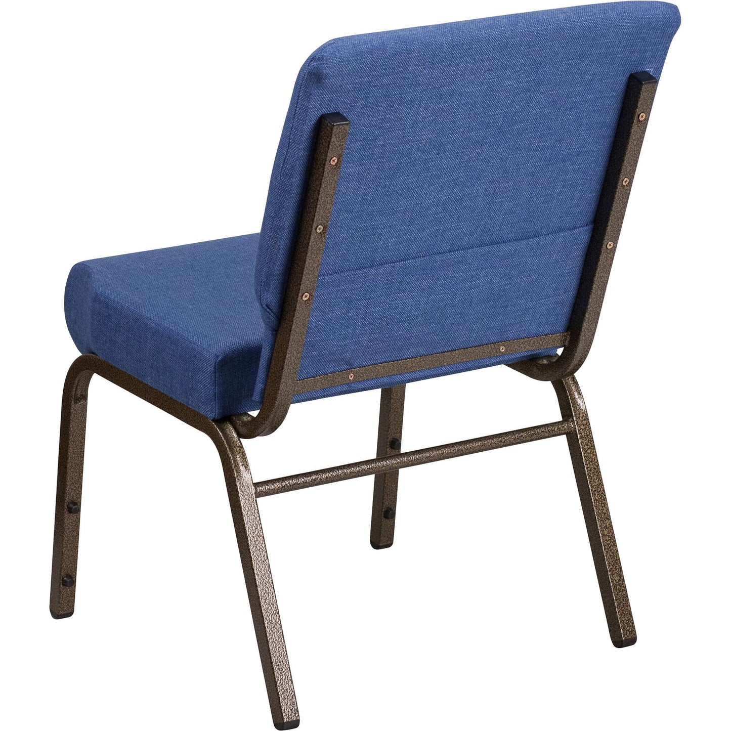 Flash Furniture HERCULES Series 21''W Stacking Church Chair in Blue Fabric - Gold Vein Frame