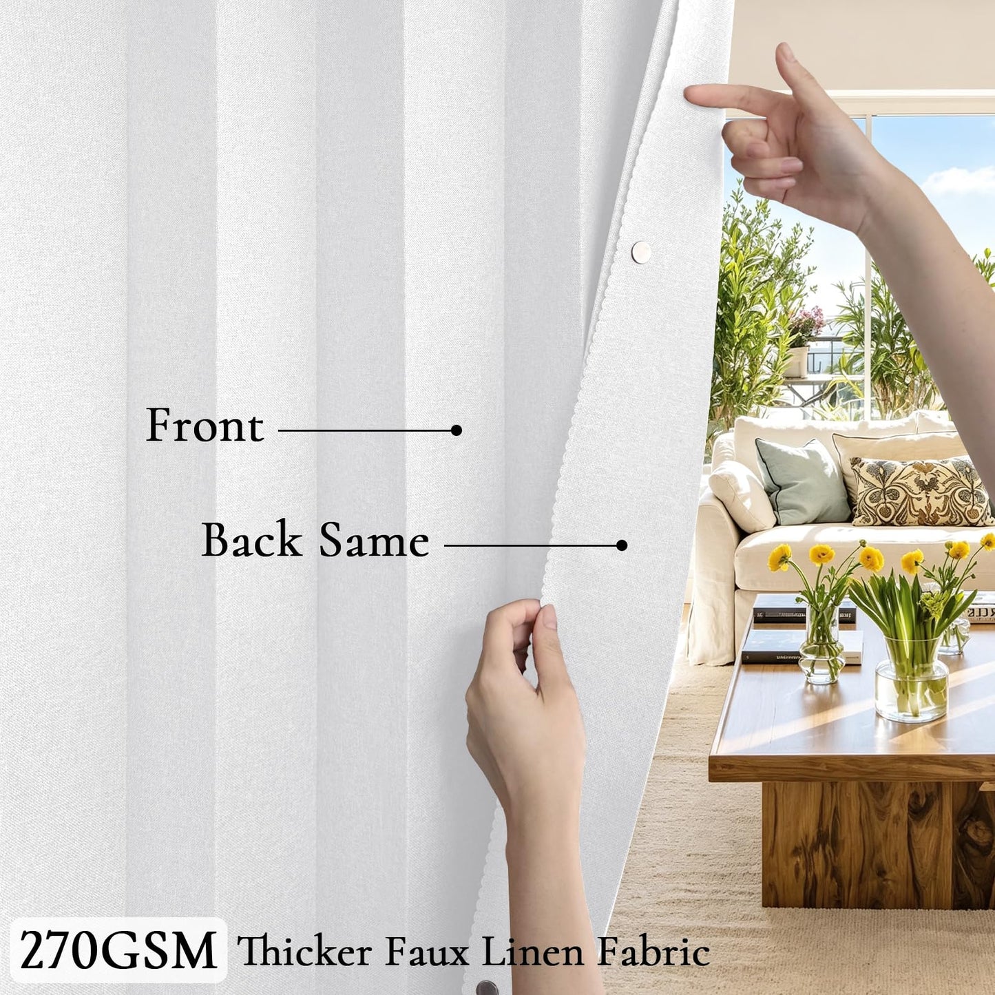 HMYI Fabric Vertical Shades & Blinds, 100% Blackout Door Shades, Window Shade, Vertical Shade for Sliding Doors, 1 Panel, W100 x L84, White