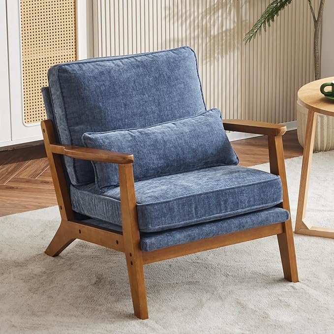 Karl home Accent Chair Wide Armrest Mid-Century Lounge Chair Chenille Armchair