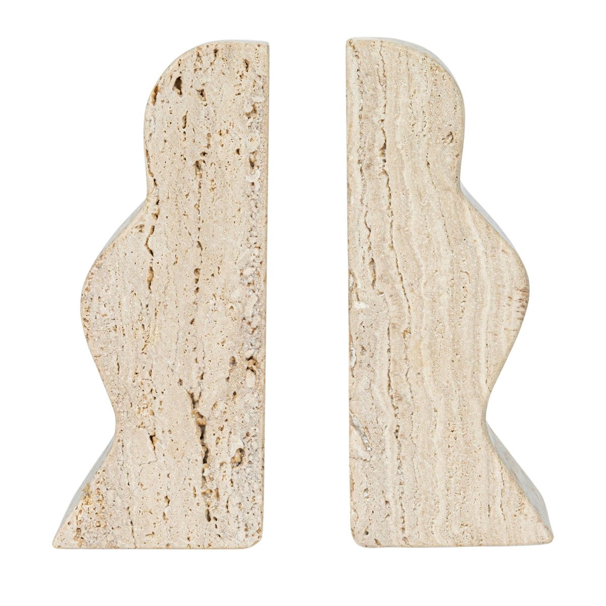 Creative Co-Op Decorative Travertine Wave Bookends, Natural