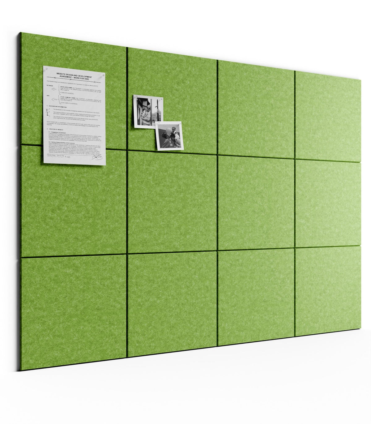 Bumusty Large Cork Board 48" x 36" Alternative - 12 Pack Felt Wall Tiles with 70 Safe Removable Adhesive Tabs, 30 Pushpins, Cork Boards for Walls Pin Board Bulletin Board Office Decor (Kelly Green)