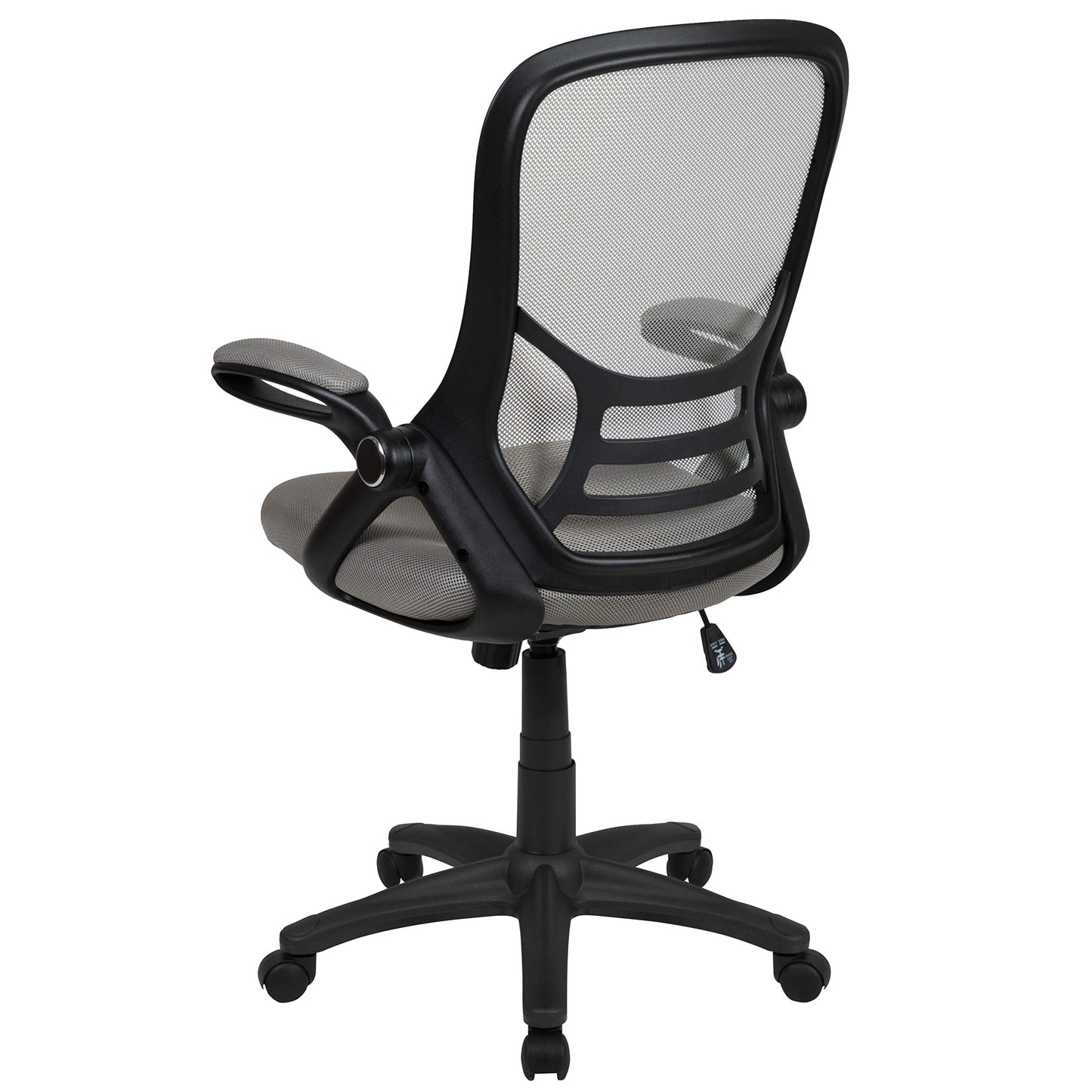 Flash Furniture Porter High-Back Swivel Office Chair with Adjustable Lumbar Support and Seat Height, Ergonomic Mesh Desk Chair with Flip-Up Armrests, Gray/Black