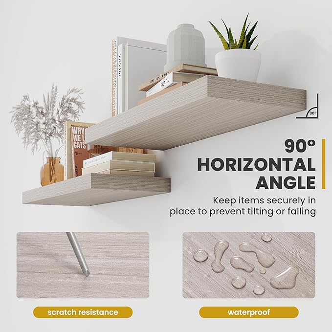 Acovy 16 Inch Floating Shelves, 9.3" Deep Floating Shelf Wall Mounted, Rustic