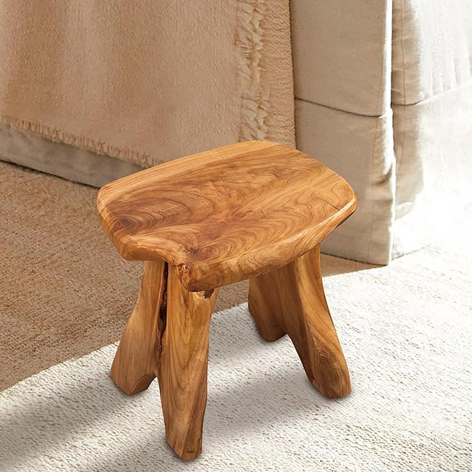 Natural Shape Stump Stool 12.5"x10"x12" Solid Wood Cedar Root End Table Rustic