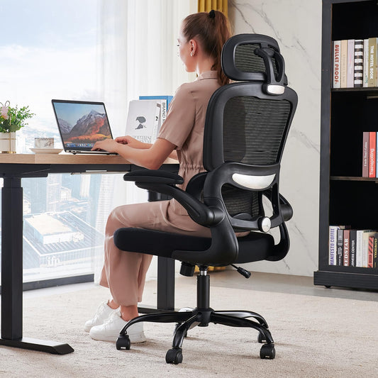TRALT Office Chair Ergonomic Desk Chair, 330 LBS Home Mesh Office Desk Chairs with Wheels, Comfortable Gaming Chairs (Black)