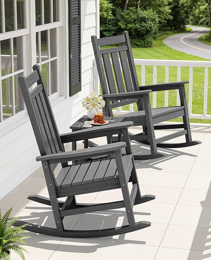 KINGYES Oversized Outdoor Rocking Chair, All-Weather Patio Rocking Chairs