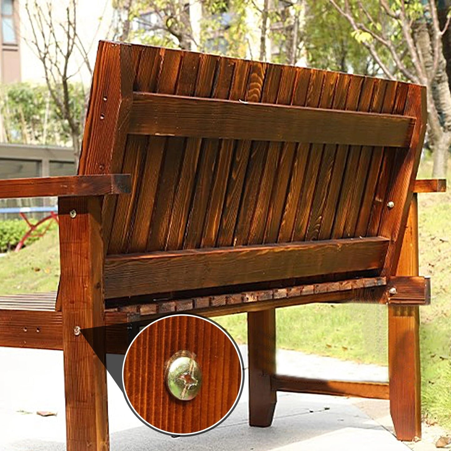 Solid Wood Patio Bench for 2 with Backrest – Waterproof Outdoor Chair for Garden, Rooftop, Villa & Park – All-Weather Blue Furniture (150x50x90cm)