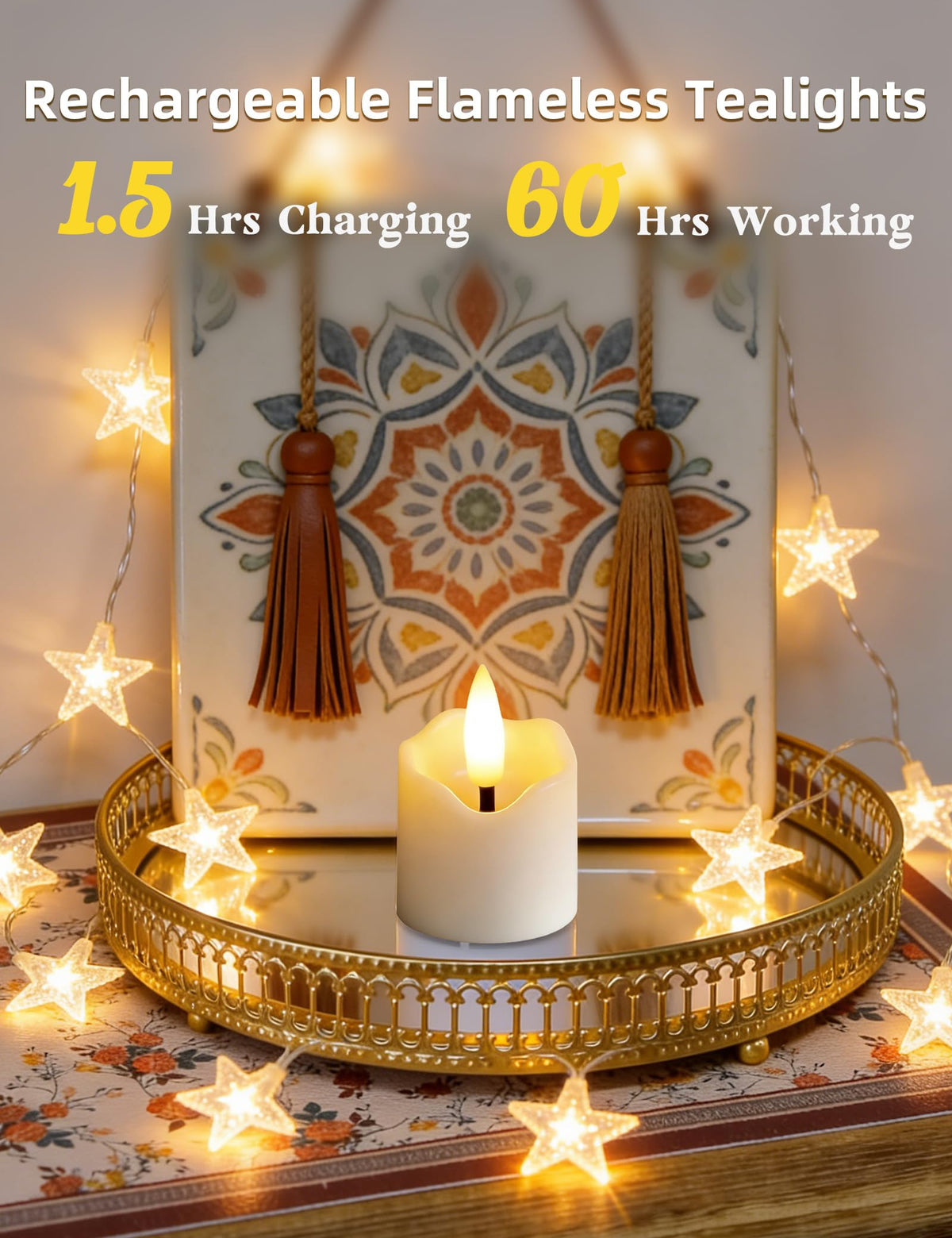 Utwickeln Rechargeable Flameless Tea Lights with Remote Timer, Pack of 6 Ivory White LED Candles (D 1.5'' x H 2.1'') - Long Lasting Battery for Weddings, Summer Soccer Nights, and Home Decor