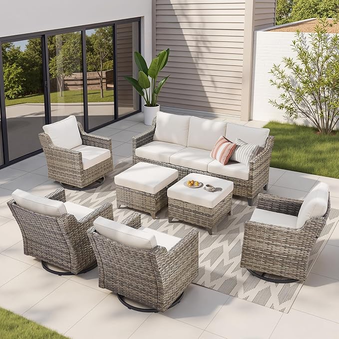 Outdoor Patio Furniture Set-7 Pieces All-Weather Wicker Outdoor Furniture