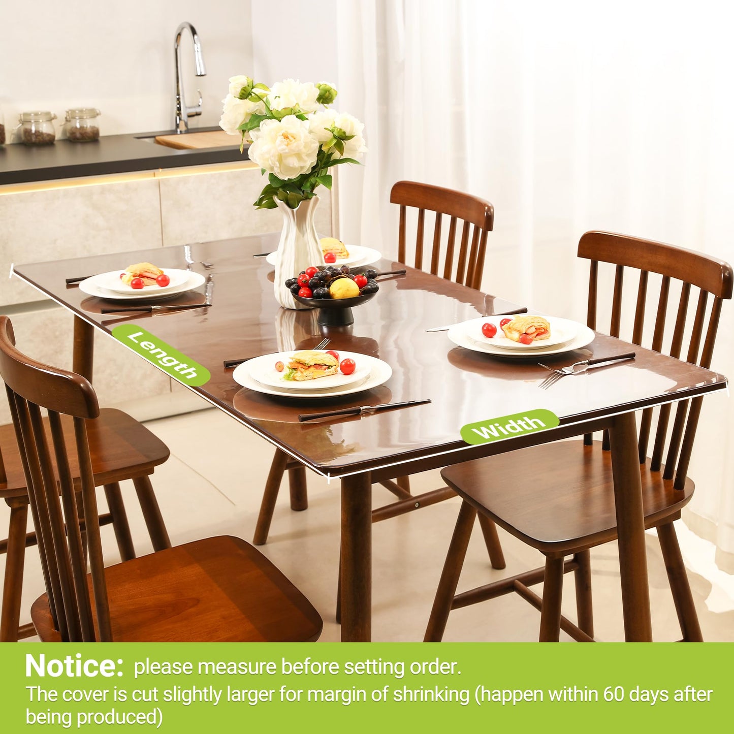 ETECHMART Frosted Round Table Cover Protector 42'', 2.0mm Waterproof Transparent Thick Vinyl Table Protector, Non-Slip Heat Resistant Clear Plastic Table Cover Protector for Coffee Table Hard Floor
