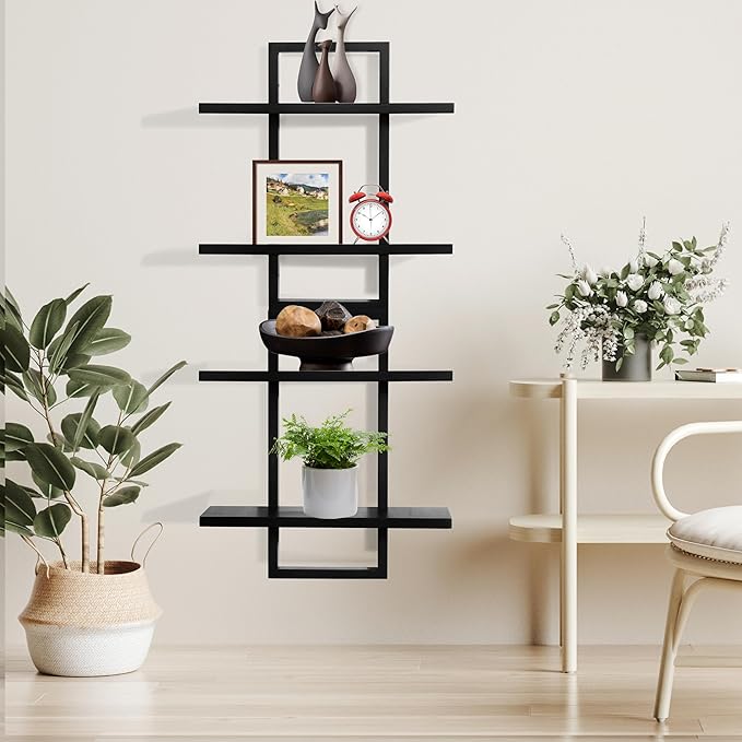 PHOENANCEE Floating Shelves for Wall, Display Hanging Shelf Set of 2, Modern
