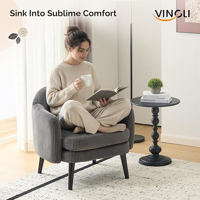 VINGLI 30.3" Wide Modern Barrel Accent Armchair