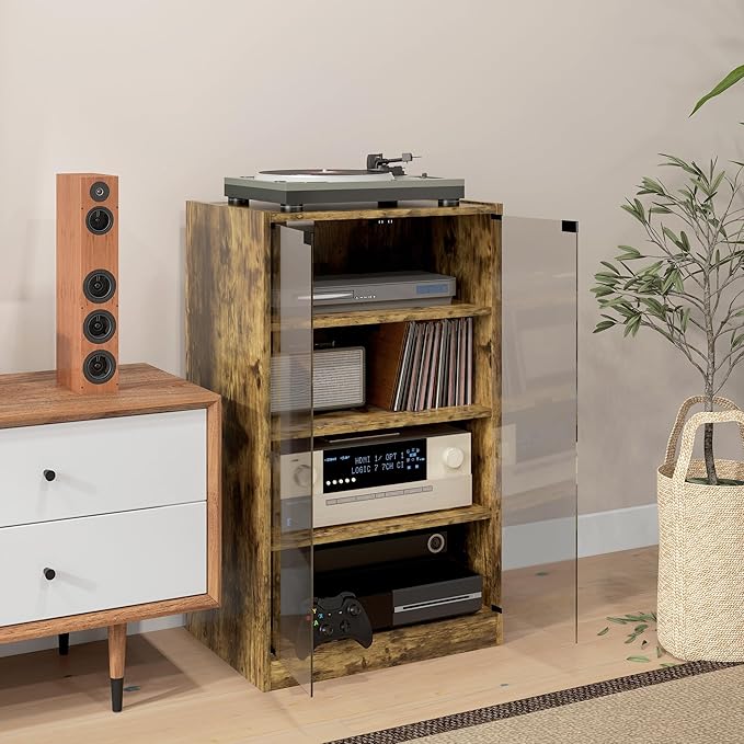 HOMCOM Media Cabinet, 4-Tier Stereo Cabinet