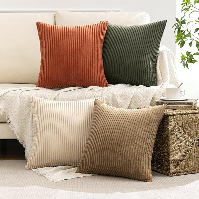 MIULEE Boho Farmhouse Throw Pillow Covers 18x18 Inch Set of 4 Rustic Modern