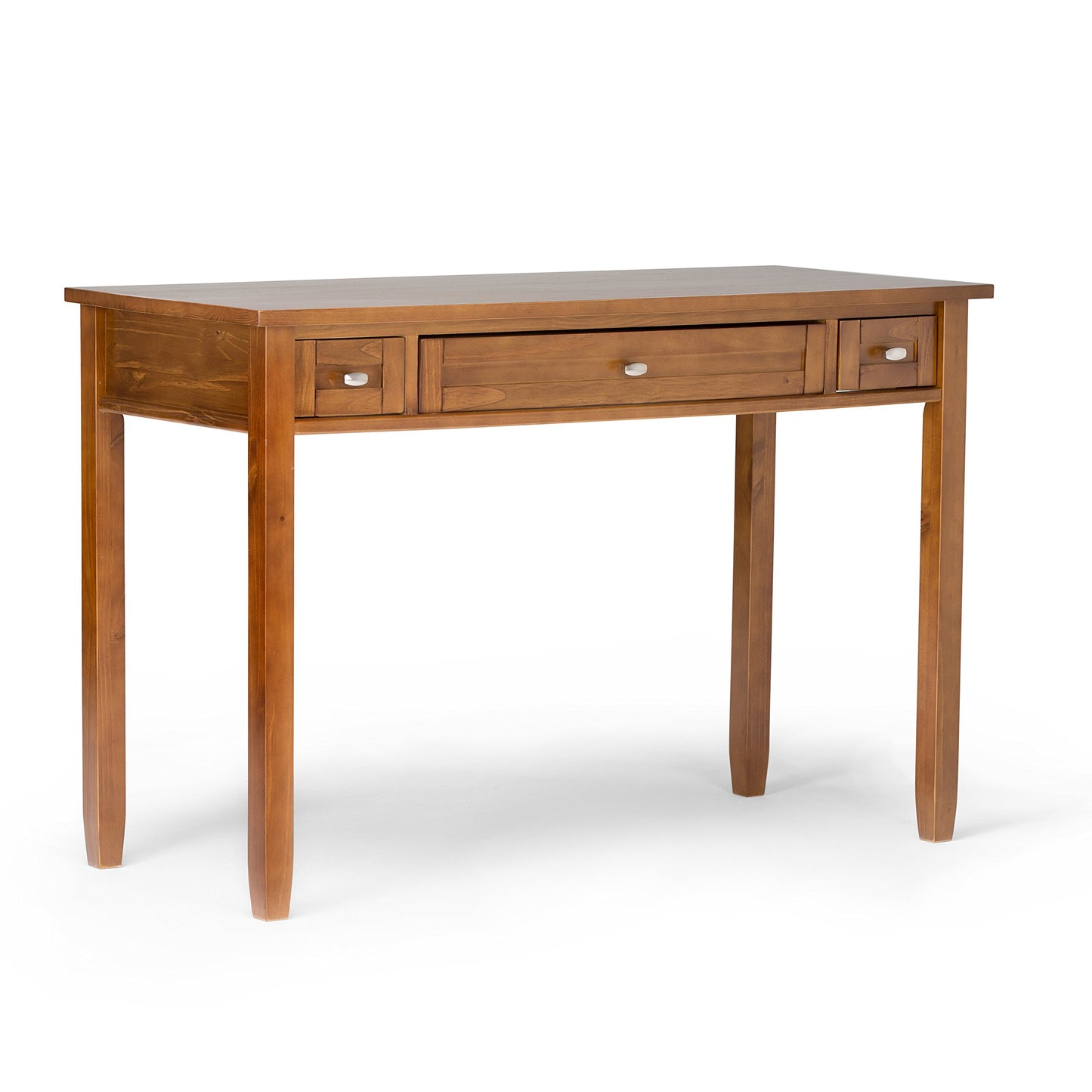 SIMPLIHOME Warm Shaker Desk and Bookcase Bundle - 48 inch Wide Solid Wood Transitional Desk with Drawers and 26 inch Wide 5-Shelf Bookcase in Light Golden Brown, Home Office Furniture (Set of 2)