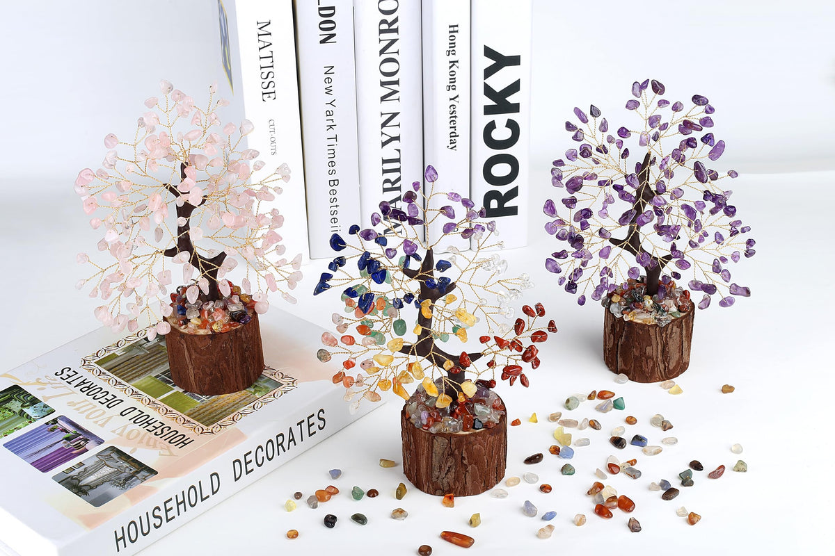 LAIDANLA 7 Chakra Crystal Tree of Life Positive Energy Good Luck Birthday Gifts Money Feng Shui Reiki Meditation Crystals Natural Stones Trees Home Office Desk Decor Spiritual Gifts for Women Men