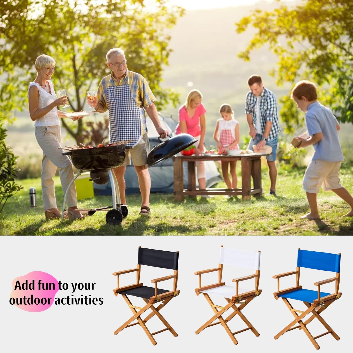Wonafa 2 Set Director Chair Canvas Replacement with Wood Stick,21.2" L x 16.1" W/21.2X 7.8 Portable Replacement Cover Canvas for Directors Chair，Casual Director Chair Replacement Canvas (Army Green)