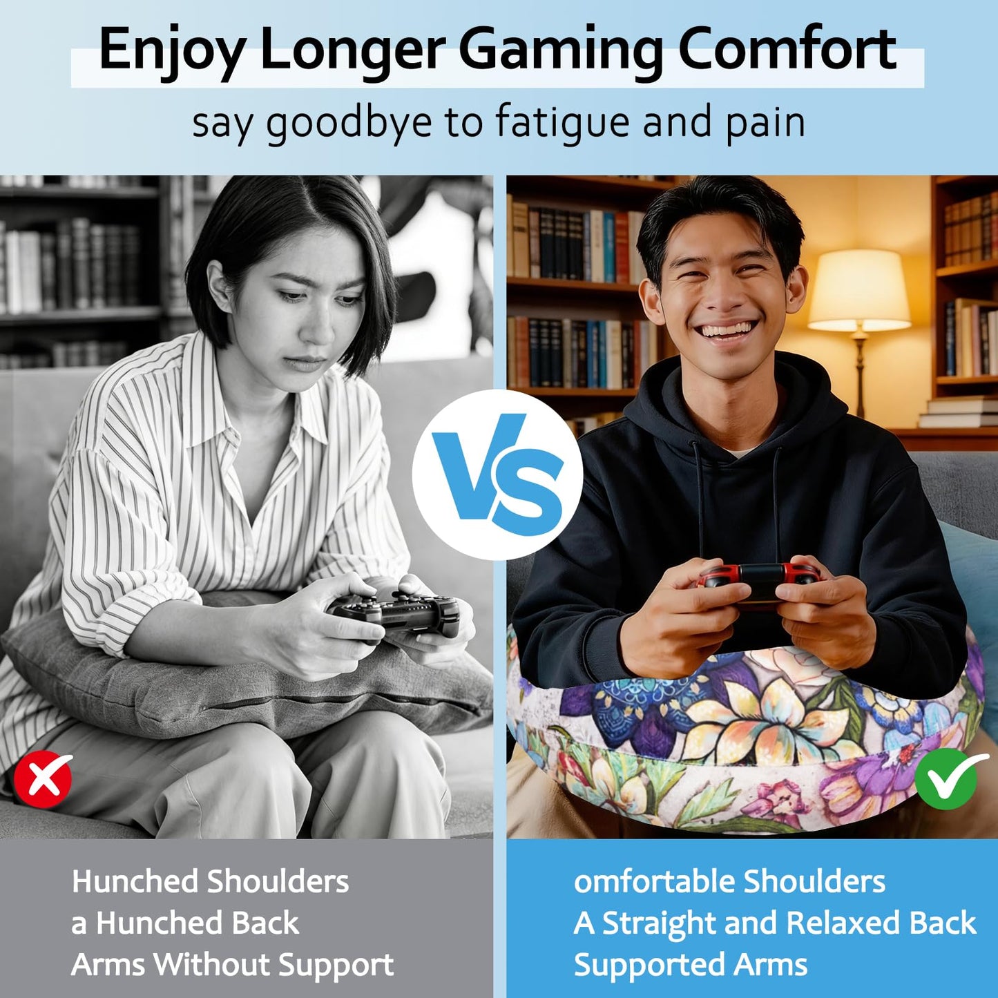 Crafting Pillow for Crocheting, Crochet Pillow for Lap Support, 12 Fun Print Styles, Ergonomic Arm Support, For Bed, Floor, Chair Comfort, Pain Relief and Fatigue for Gaming and Woking (Flower)